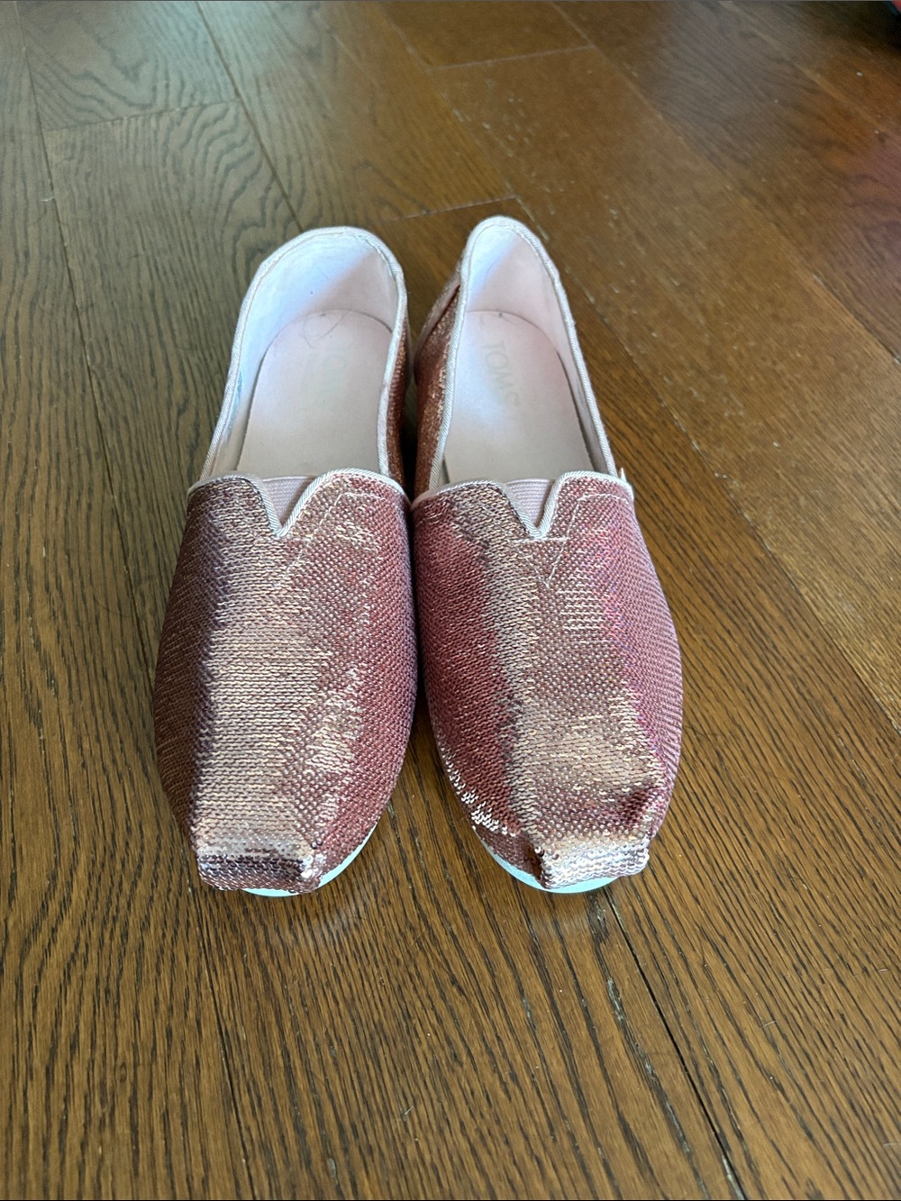 Toms Metallic Rose Slip-On Flats